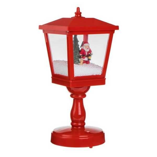 Коледен музикален фенер, снежна топка Дядо Коледа, Бяла LED светлина