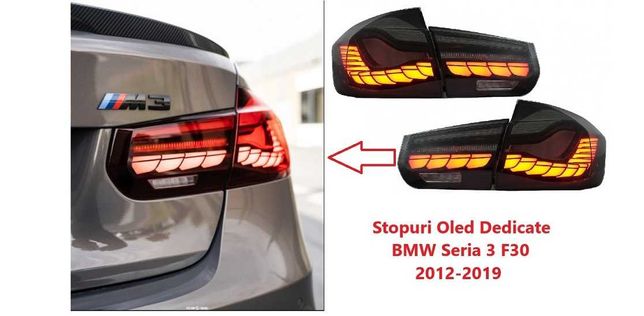 Stopuri OLED BMW Seria 3 F30 (2011-2019) F35 F80 Rosu Fumuriu