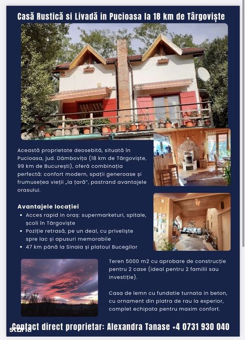 Casa Rustica si Teren in Pucioasa (18km de Targoviste)