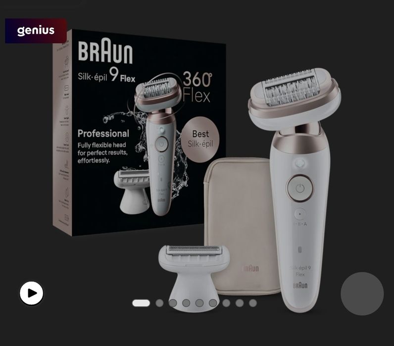Epilator BrAun Silk-Epil 9Flex 360°,wet&Dry,Smart Touch40 de pensete ,