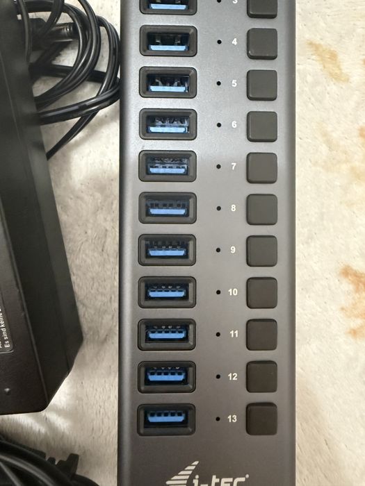 Hub USB i-Tech cu 13 porturi + alimentare originală