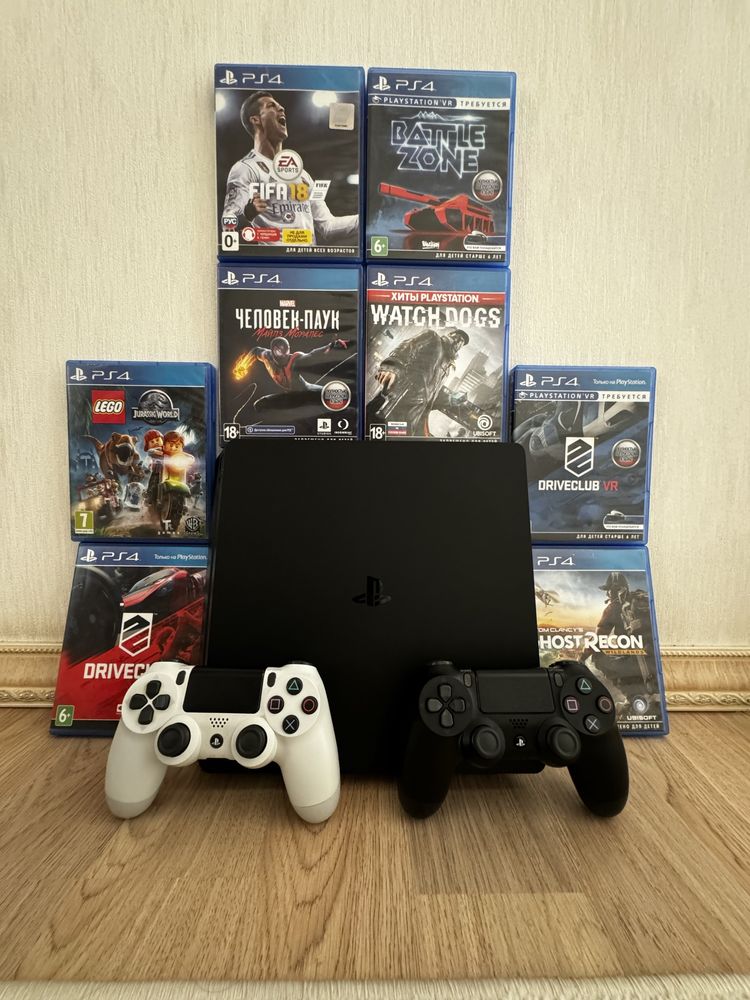 Пс4 слим+8 игр+2 геймпада