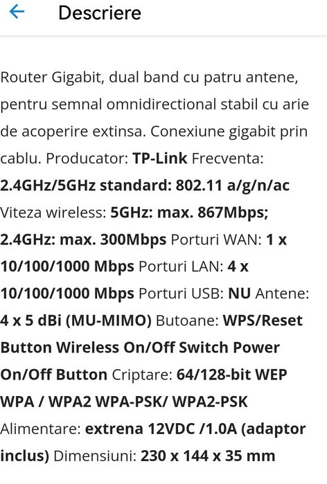 Router Tp - link dual band gigabit Mu mimo C6 Ac 1200,