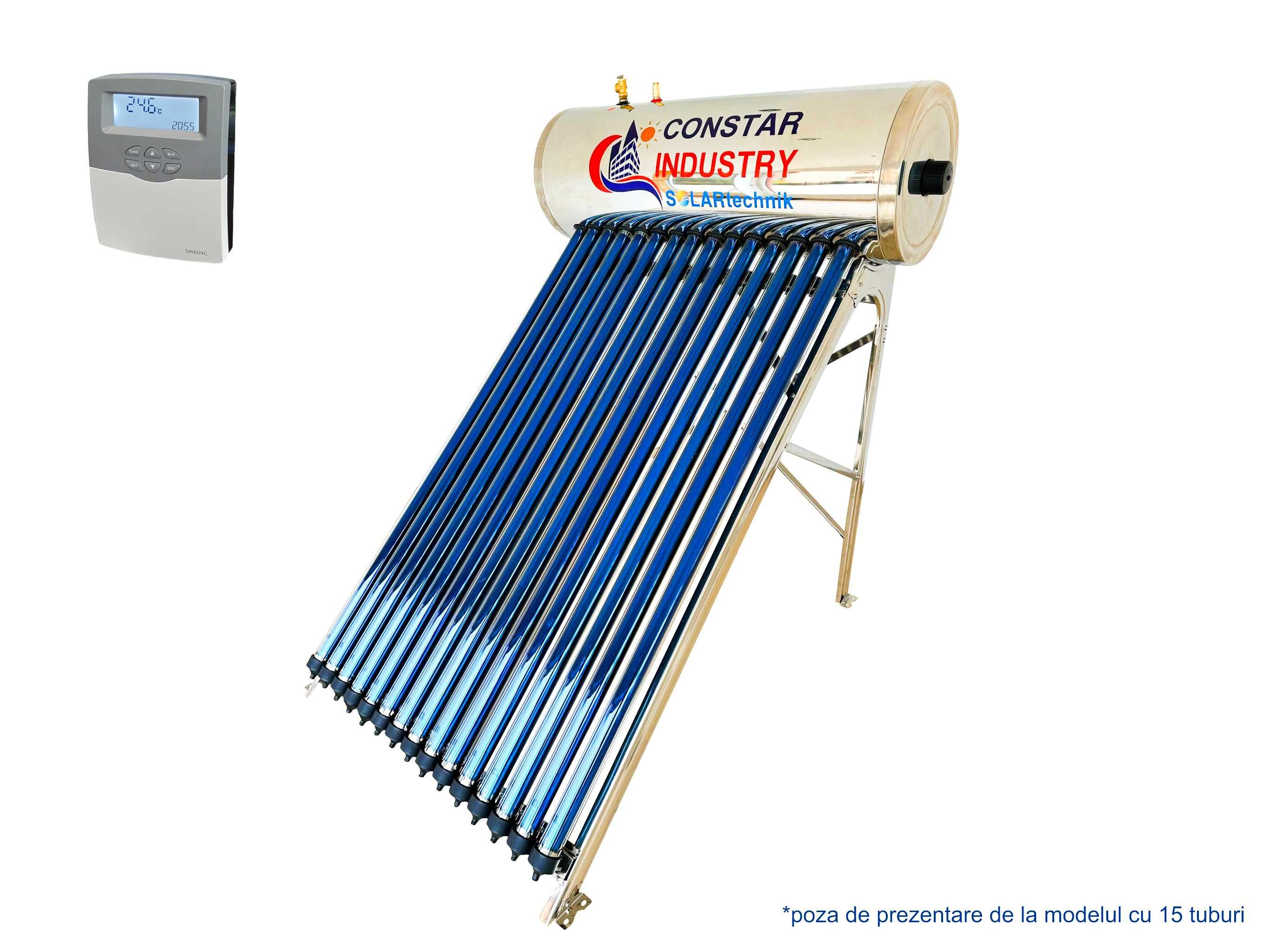 Panou solar presurizat inox, 100-300 litri, 10-30 tuburi, 2-6 persoane