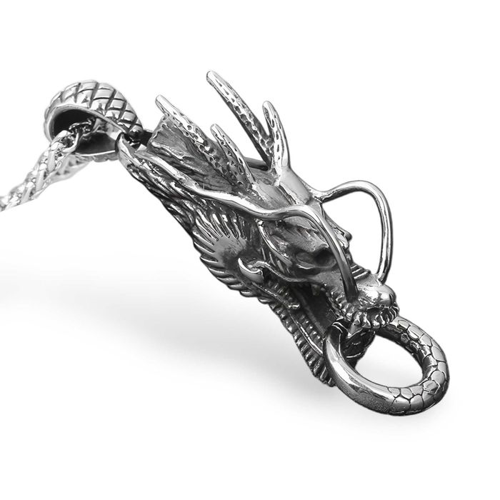 Lant cu pandantiv din otel inoxidabil: Dragon, Leu, Lup, Bufnita.