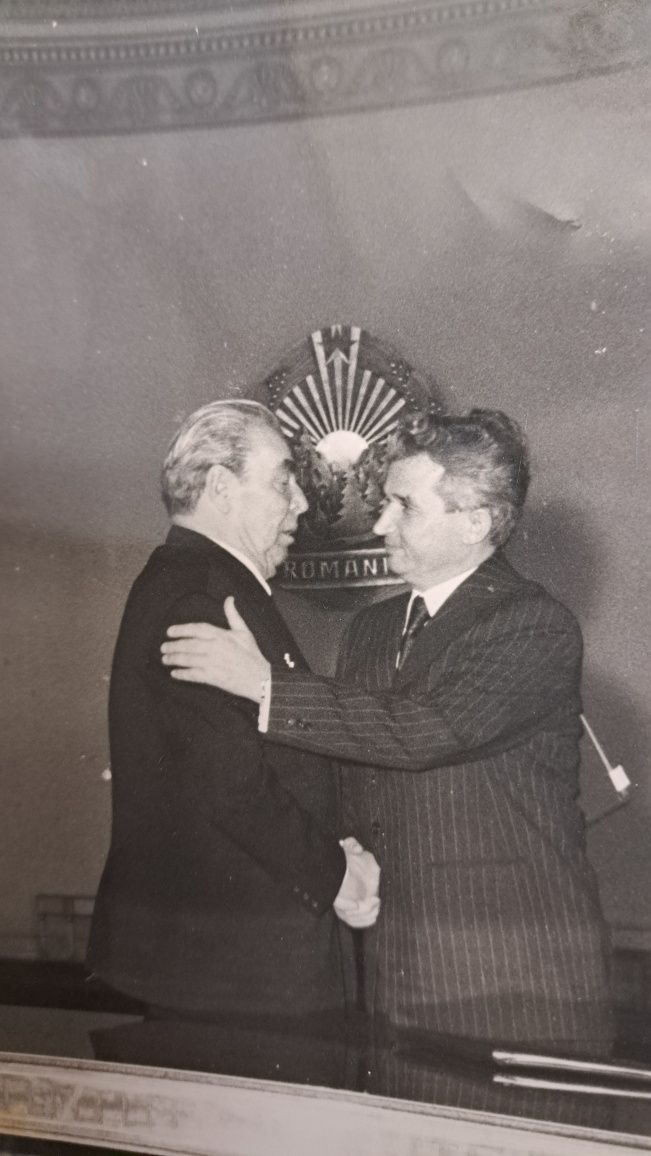 Fotografie document originala - Ceausescu si Leonid Brejnev lider URSS