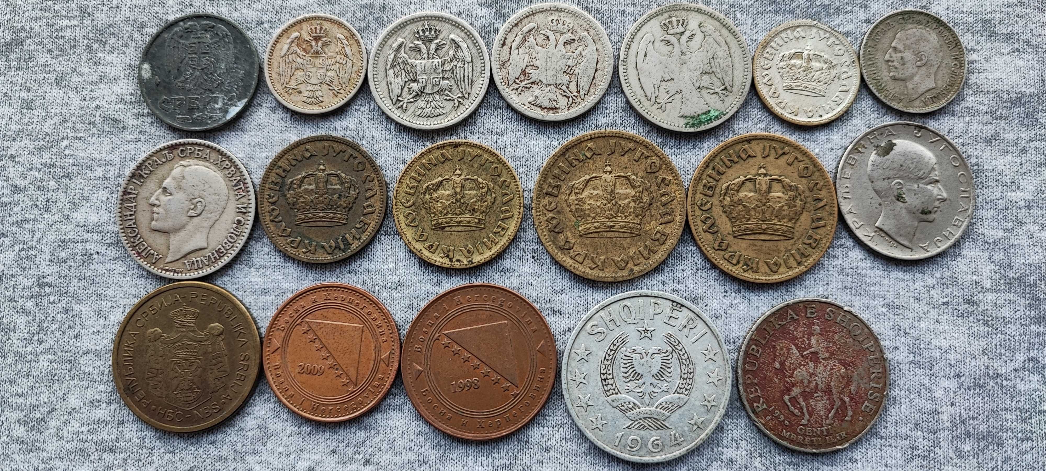 Колекция/ Лот от 18 Царски и по късни монети  Сърбия & Албания & Босна