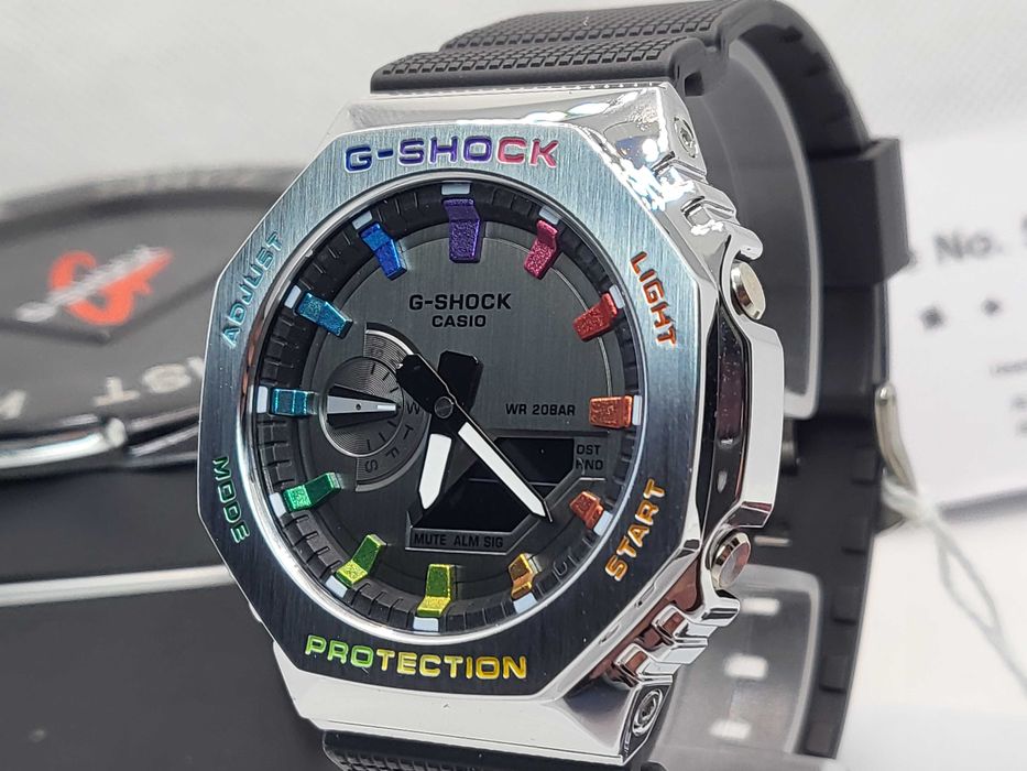 Ceas Sport Casio G shock GM 2100 Rainbow Black .Nou, Garantie 2 ani