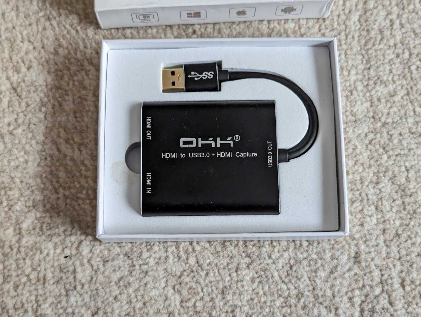 Placa de captura HDMI OKK (USB 3.0) in cutie, in stare buna