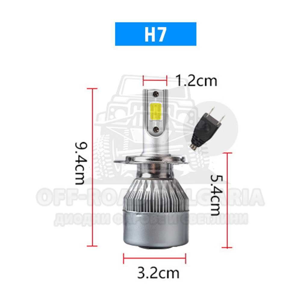 2 БРОЯ H7 LED диодни крушки за фарове H7; 100W, 12000 Lumen