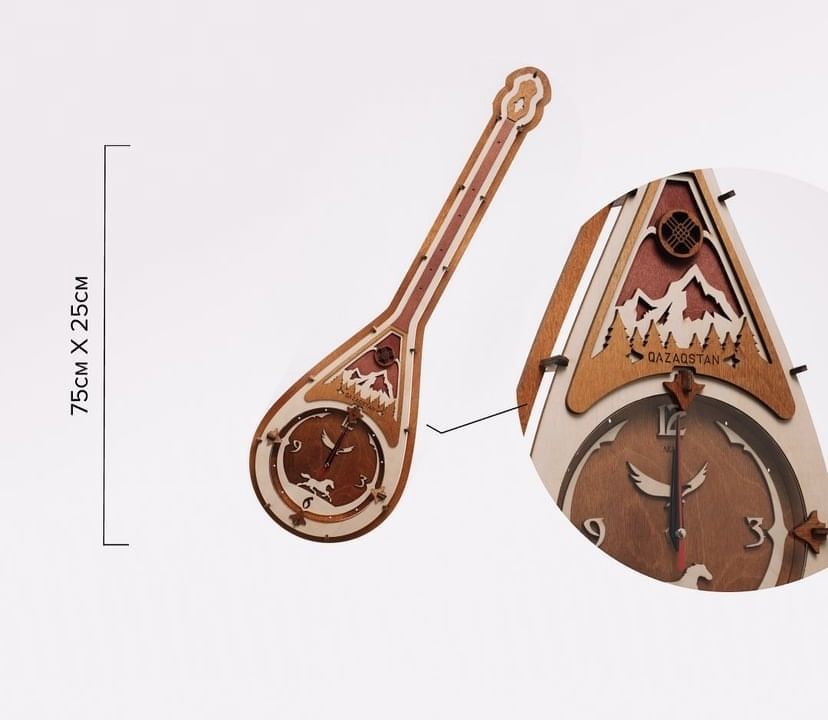 Национальные оригинальные настенные кварцевые часы Домбыра (домбра)