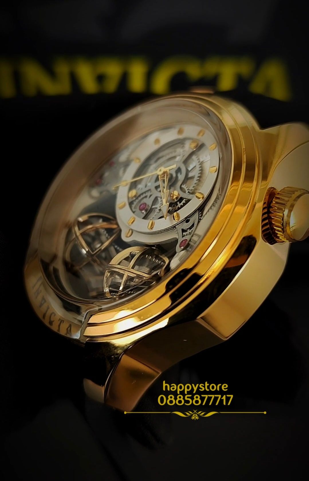 INVICTA Specialty Skeleton Gold/Black 46 mm,Инвикта нов ръчен часовник