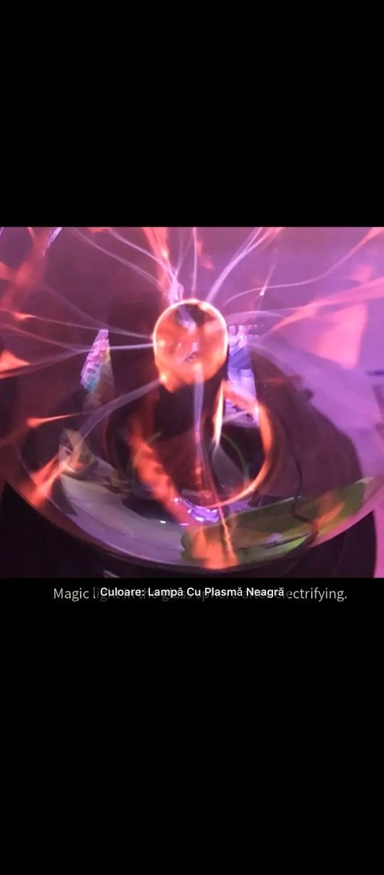 Sferă Plasmă/Lampă, Glob Electricitate Statică cu Fulgere, interactiv