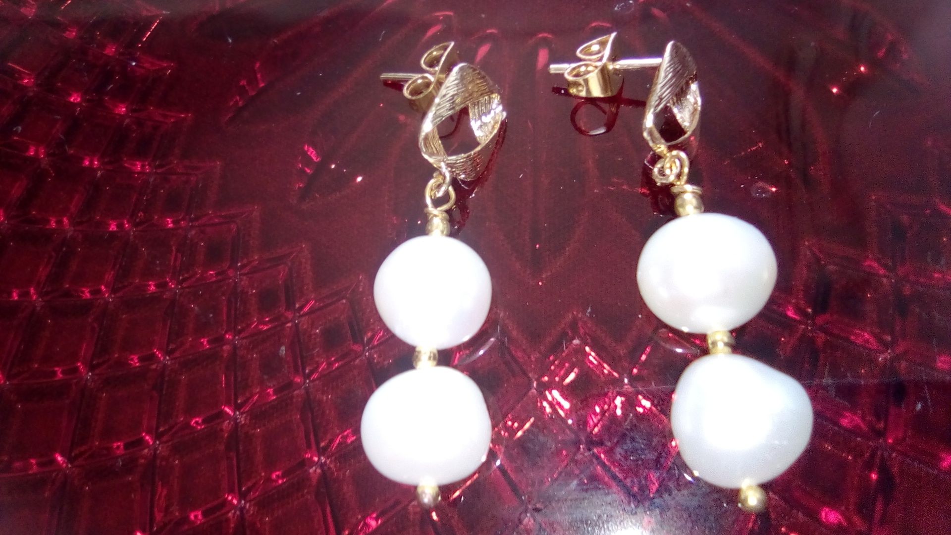 Cercei placati cu aur de 18k cu perle baroque