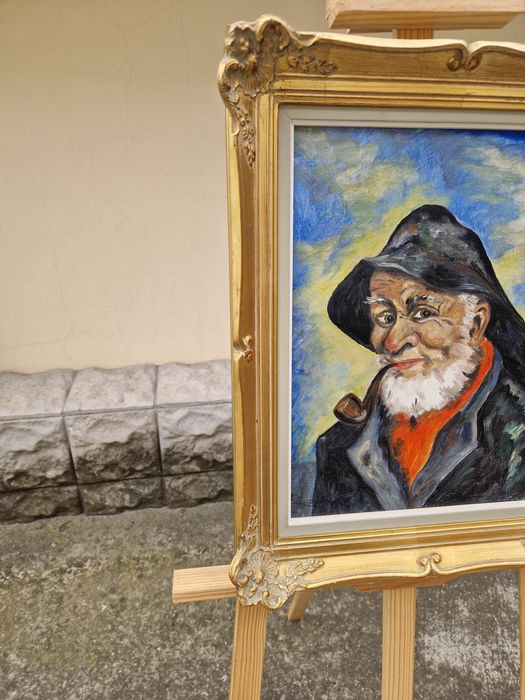 Прекрасна антикварна картина масло върху платно