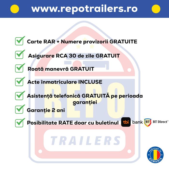 Remorca Platforma AUTO TSA 8521 3500 kg, CIV RO inclus