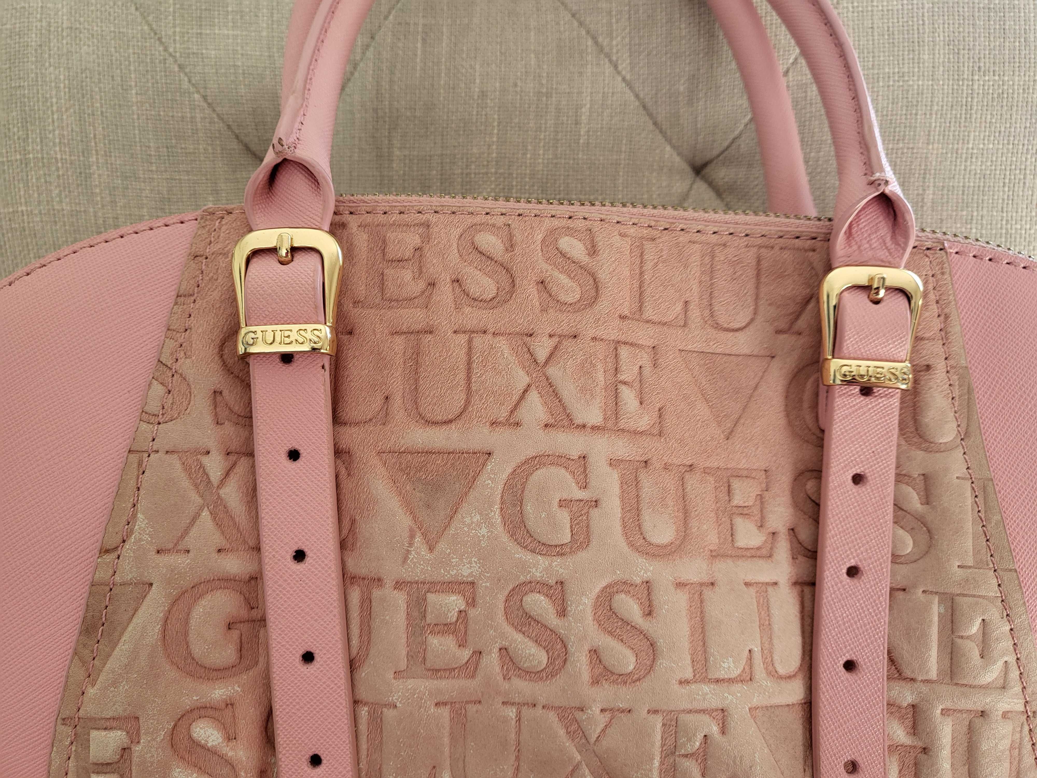 Розова чанта Guess Lux