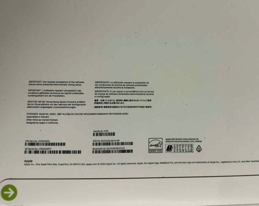 Лаптоп Apple MacBook Pro 14 Чисто нов!!