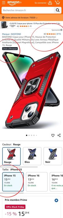 Промо! Удароустойчив кейс за iPhone 15, 14, 13 – Червен, DASFOND Armor