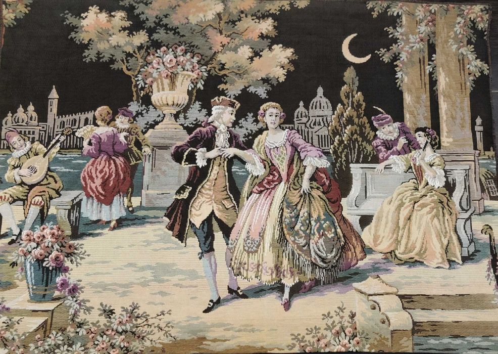 TAPISERIE FRANTA cu scena galanta stare foarte buna 127 cm * 91 cm