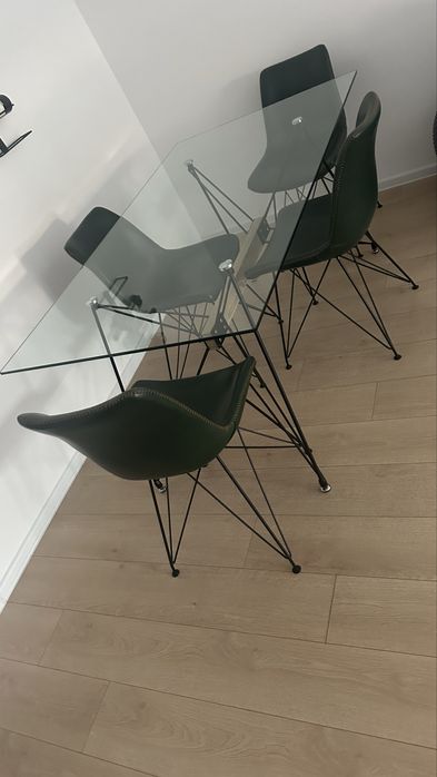 Set masă sticlă + 4 scaune Mobexpert ZAFANI