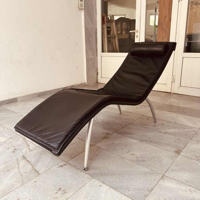 Датски релакс шезлонг от 90-те,естествена кожа,Дания