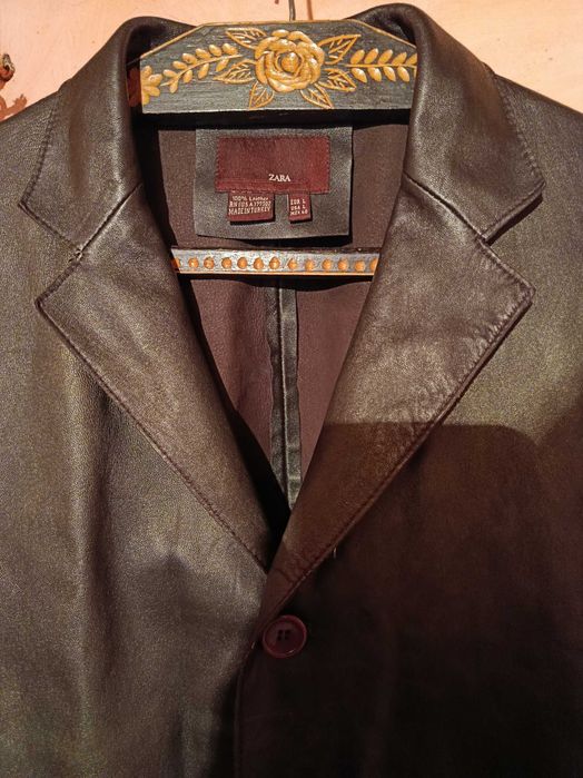 Sacou Zara din piele naturala moale de manusa L ca nou