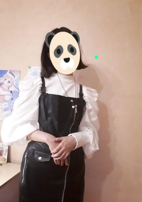 Комплект блузка + сарафан экокожа на замке