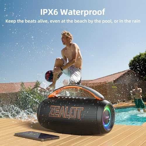 Нова Bluetooth колонка 60W мощен бас IPX6, LED светлини 20 часа работа