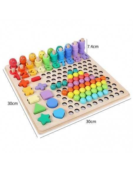 Joc Montessori 5 in 1 Logarithmic Plate Beads, din lemn