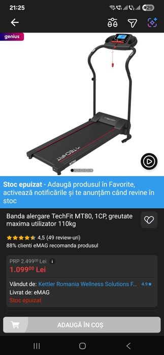 Banda de alergare TechFit MT80 1 cp