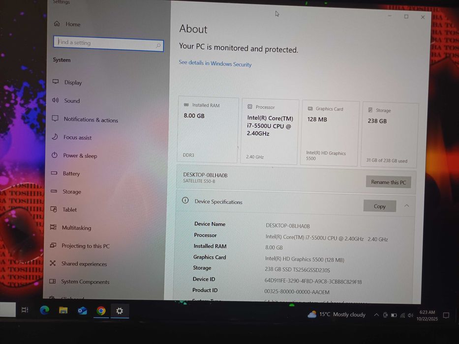 15.6'FullHD IPS Toshiba Core™ i7-5500U/8GB Ram/256GB SSD