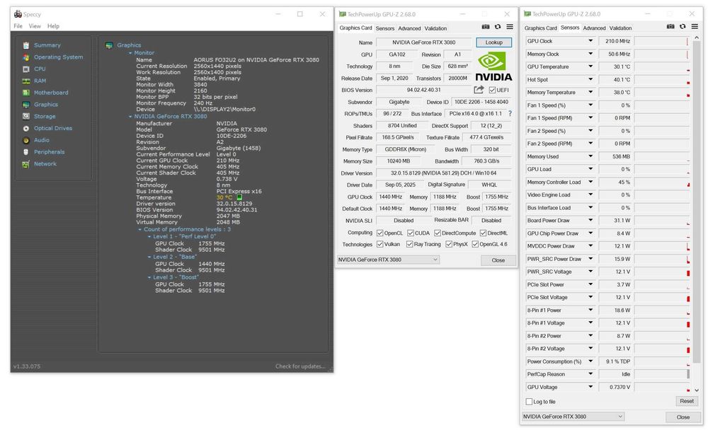 ТОП състояние Видео карта GPU GIGABYTE RTX 3080 EAGLE OC 10G GDDR6X