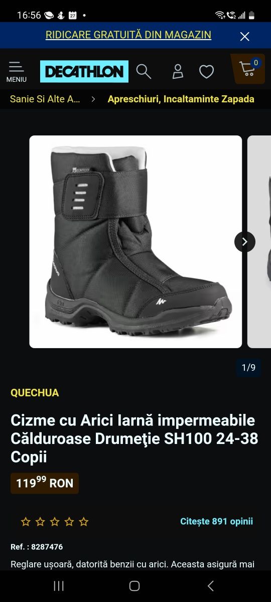 Cizme de zăpadă decathlone mărimea 24