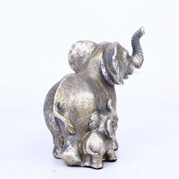 Elefant Mamă și Pui - Sculptură din Rășină pentru Decor Creativ