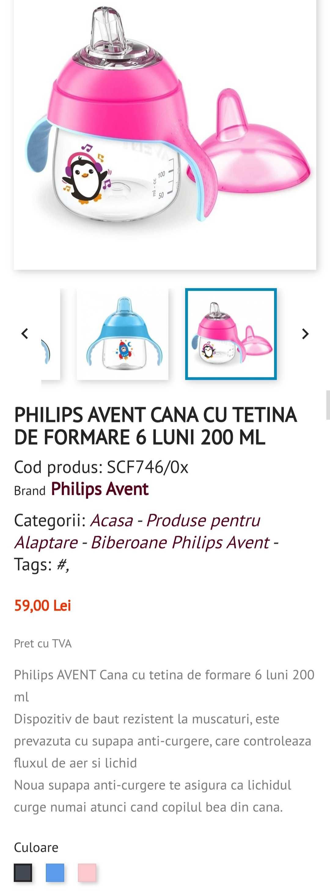 OFERTĂ biberon și 2 căni Philips Avent