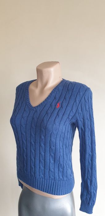 POLO Ralph Lauren Cable Pima Cotton V - Neck S ОРИГИНАЛ Дамски Пуловер