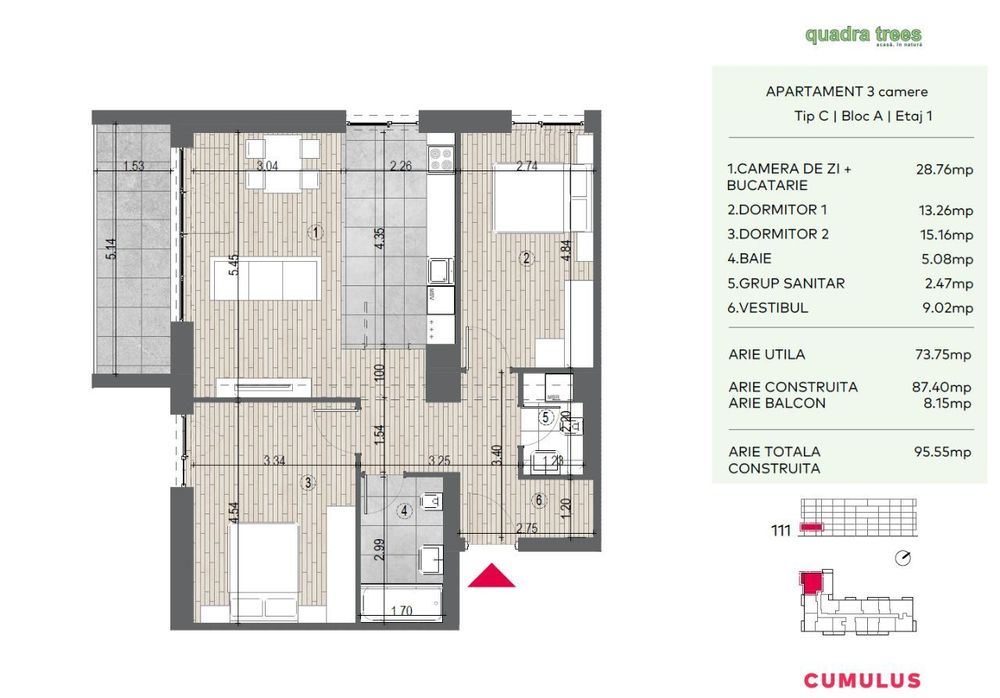 3 camere, Direct Dezvoltator, Quadra Trees, Drumul Taberei! Comision 0