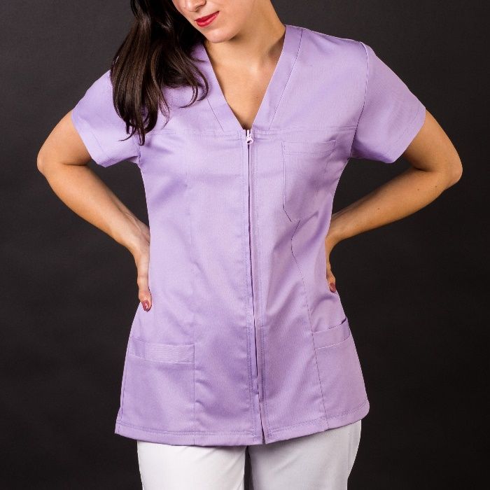 Halat DAMA cu fermoar diferite COLORi ALBE cu paspoal