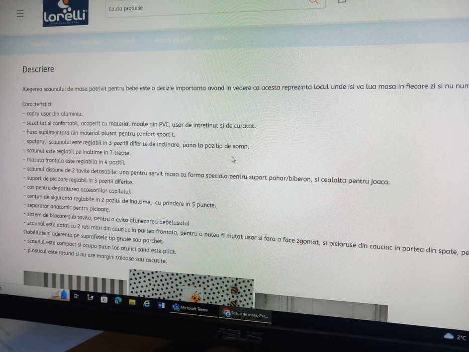 Lorelli scaun de masa reglabil party de copil