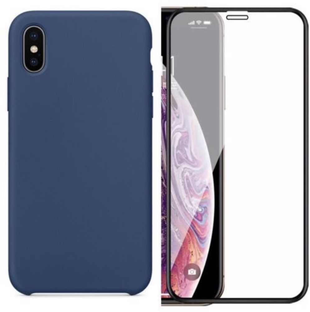 Husa Din Silicon Cu Catifea + Folie Sticla 11D Iphone X XS MAX