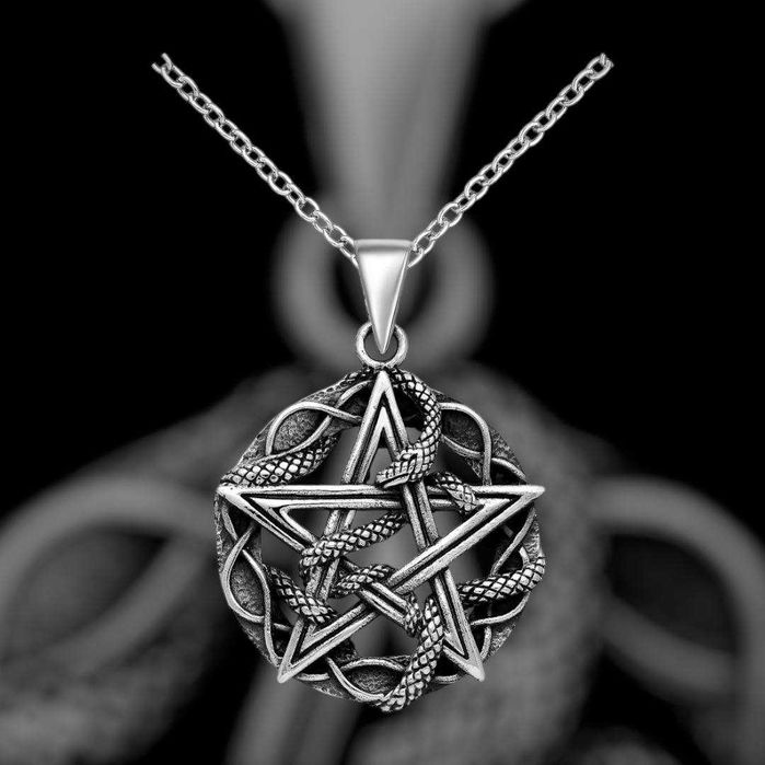 Pandantiv din argint barbati Motive Celtice, Sarpe si Stea - 7.8g