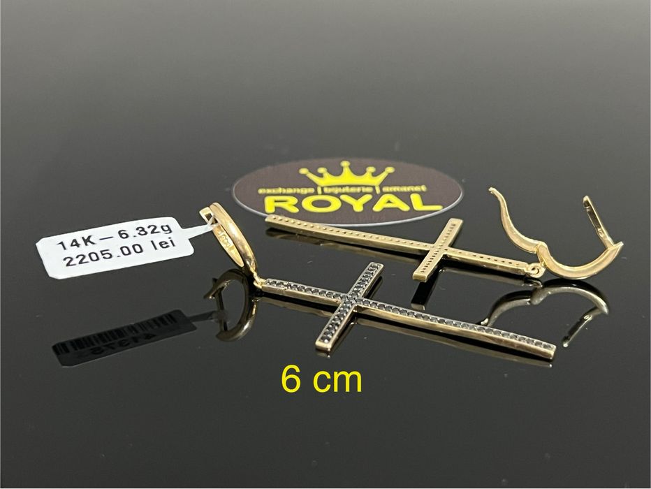 Bijuteria Royal CB : Cercei cruce aur 14k 6,32 grame