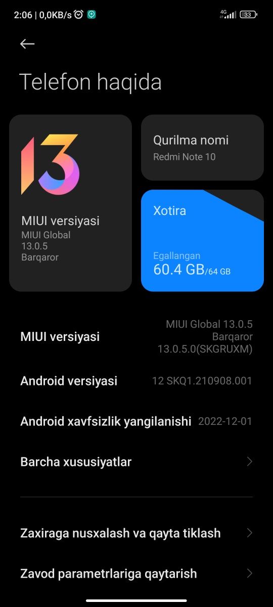 Xiaomi Redmi not 10.   64.gb