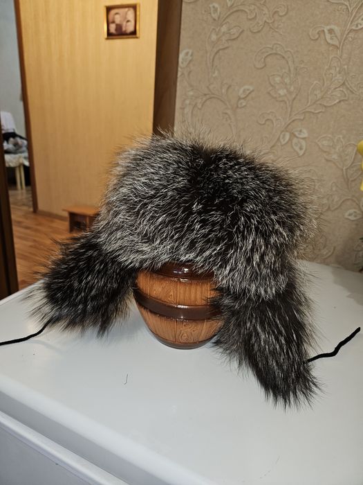Шапка ушанка Чернобурка чёрная зимняя
