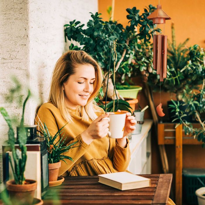 Clopot de vant din bambus sunet frumos model casuta maro 62x11x13 cm