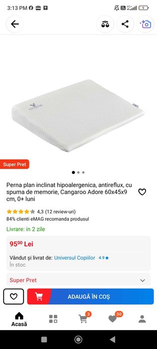 Pernă antireflux bebelus