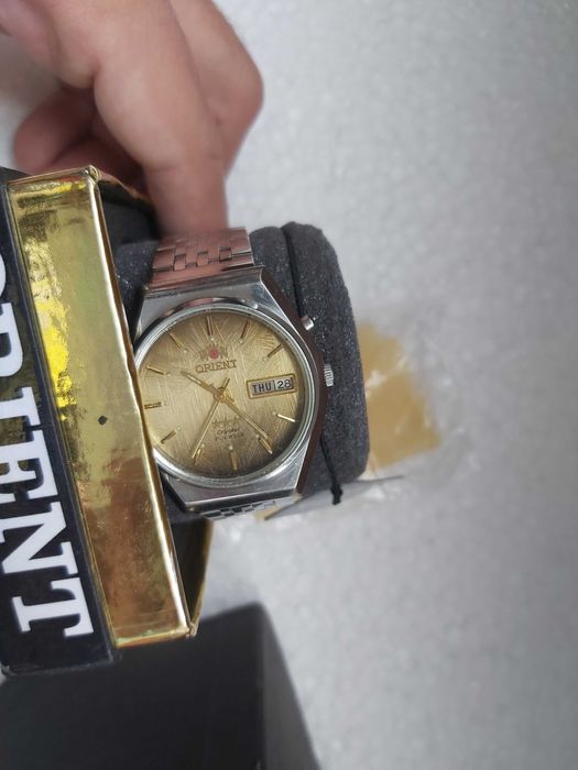 Colectie speciala ceas Orient full inox mecanic cadran gold meteorit