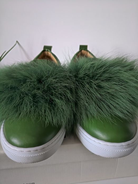 Кецове с естествен косъм в зелено