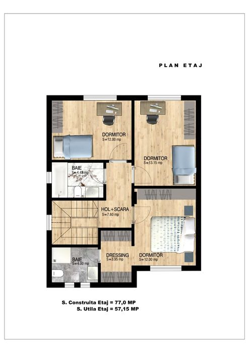 Lângă București -Bragadiru - Vilă Modernă cu 3 Dormitoare, Curte 316mp